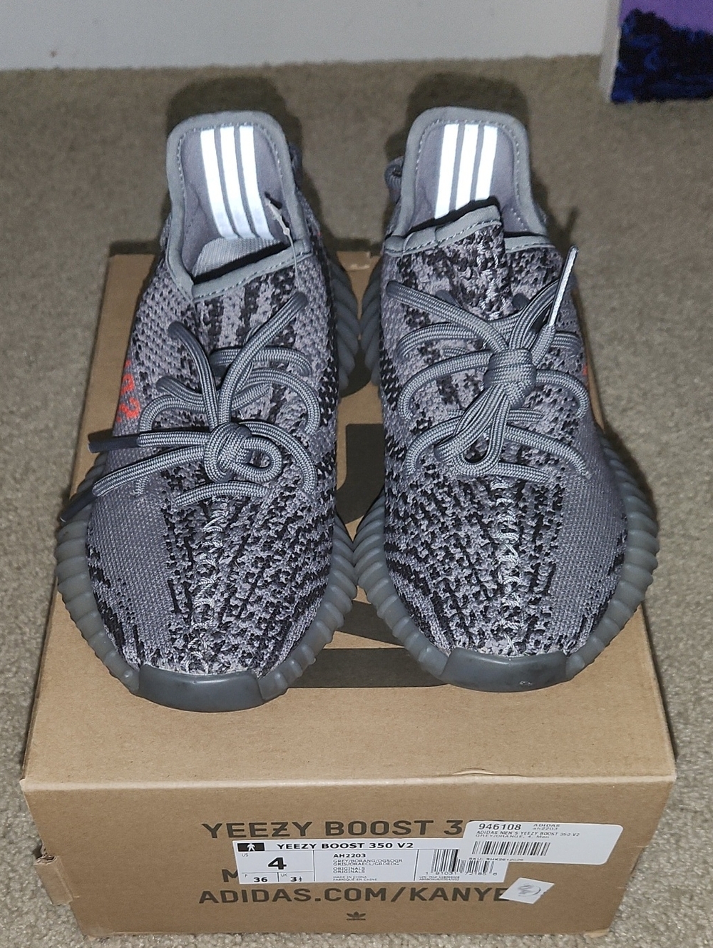 Used adidas Yeezy Boost 350 V2 Grey Sz 4